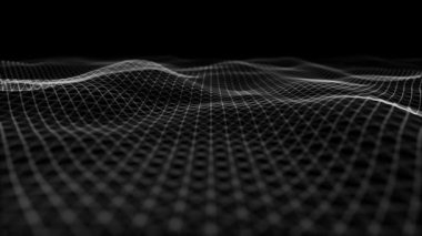 Soyut Dijital Dalga Çizgileri Fx Arkaplan Döngüsü / 4k dijital fraktal parçacık çizgileri sallayan ve kusursuz döngülü soyut bir arkaplan canlandırması