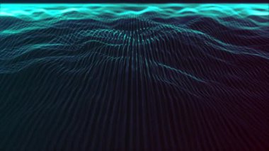 Soyut Dijital Dalga Çizgileri Fx Arkaplan Döngüsü / 4k dijital fraktal parçacık çizgileri sallayan ve kusursuz döngülü soyut bir arkaplan canlandırması