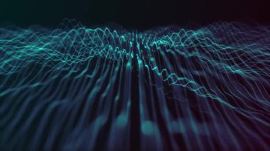 Soyut Dijital Dalga Çizgileri Fx Arkaplan Döngüsü / 4k dijital fraktal parçacık çizgileri sallayan ve kusursuz döngülü soyut bir arkaplan canlandırması