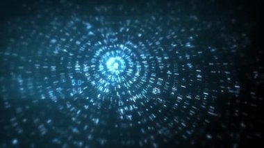 Big Data Circular Digital Business Hitech Background/ 4k animation of an abstract wallpaper big data business digital circular technology background including connected lines and numbers matrix styled flowing with depth of field