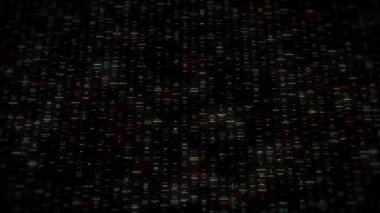 Büyük Veri Dijital İşletmeleri Hitech Soyut bir duvar kağıdının 4k animasyonu Büyük bir veri iş dünyası dijital teknolojisi arkaplanı Bağlı hatlar ve alan derinliği ile akan sayı matrisi