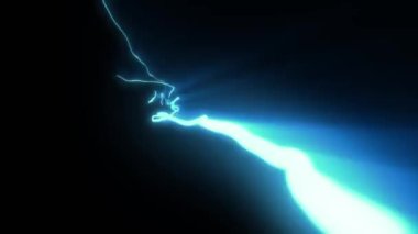 Enerji Enerjisi Işık Vuruşu Ekstrem Hareket / 4k animasyonunda enerjik ve kinetik elektrik kavis ışıklarının soyut arkaplanının aşırı hareketle bozulması