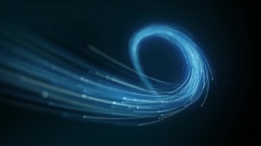 Çevresel tıkanıklık ve veri akışını ve ağ dosyalarını sembolize eden alanın derinliği kullanılarak oluşturulan güçlü ışık çarpması şekilleri ile soyut duvar kağıdı teknolojisi arka planının soyut Girdap ve Akış Çizgileri / 4k animasyonu