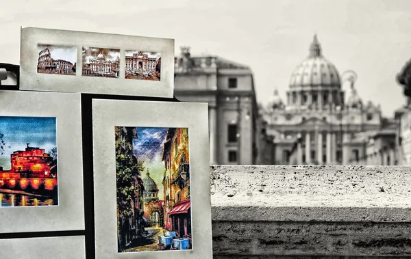 View on Tiber and St Peter Basilica — Stock Photo, Image