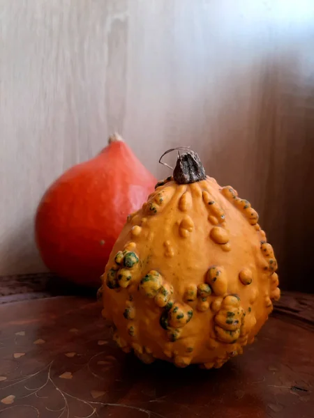 Pequena Decoração Abóboras Decoração Halloween Abóbora Decorações Halloween — Fotografia de Stock