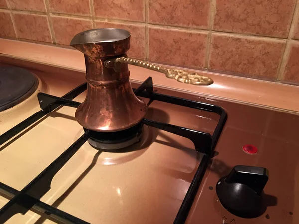 Arabský Vintage Styl Káva Hrnce Copper Coffee Pot Retro Kávová — Stock fotografie