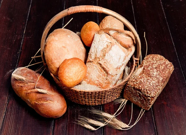 Delicious bread in basket — Stock Photo, Image