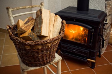 Basket full of logs clipart