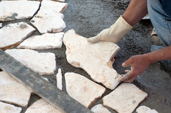 Paving a patio — Stock Image Paving a patio Stock Picture
