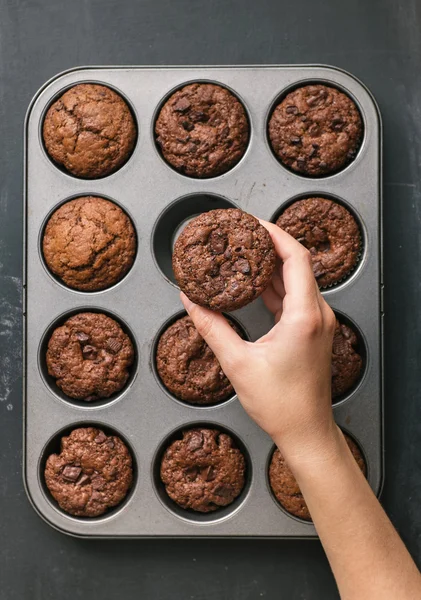 Läckra choklad chip muffin — Stockfoto