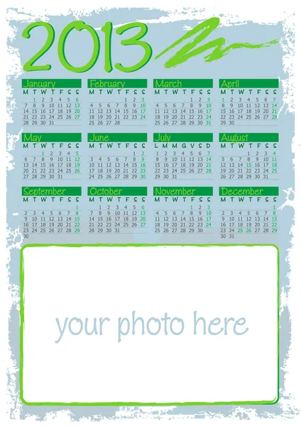 Grunge framed calendar 2013 — Stock Vector