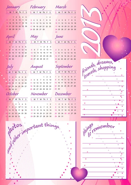 2013 aalto kalenteri tyttö tyyli valokuva ja teksti kehykset — vektorikuva