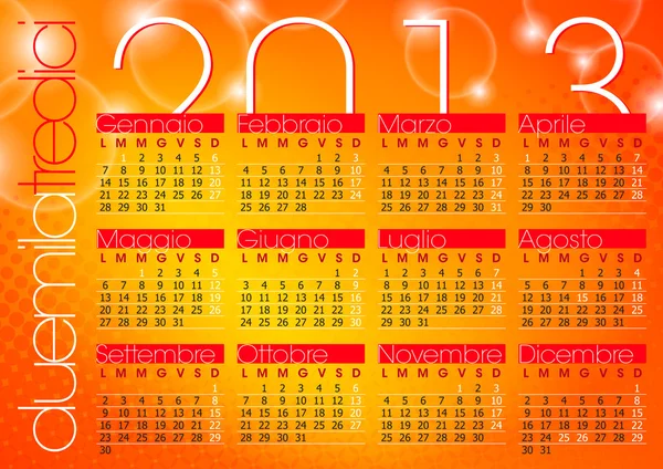 Leuchtend orange abstrakt moderner Hintergrund Kalender 2013 — Stockvektor