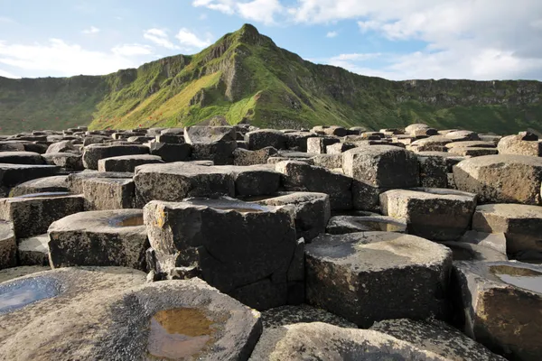 Giant's Causeway stones and mountain — Stock Photo, Image