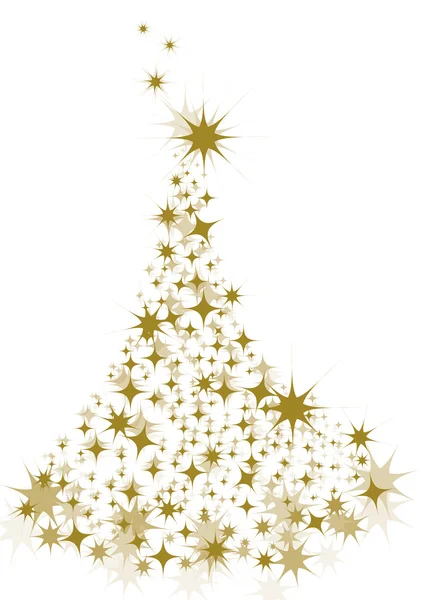 Gold star Christmas tree — Stock Vector