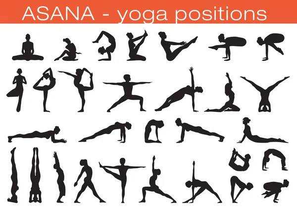 Posizioni yoga — Vettoriale Stock