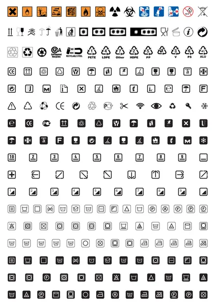 Icono de empaquetado útil y símbolos — Archivo Imágenes Vectoriales