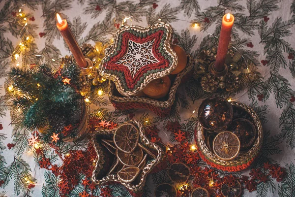 Christmas Decor Dining Table — Stock Photo, Image