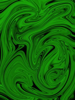 Yağlı boya çizgileri ve mermer rengi olan yeşil sıvı soyut arkaplan.