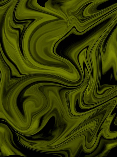 带有油画条纹和大理石色的绿色液体抽象背景 — 图库照片