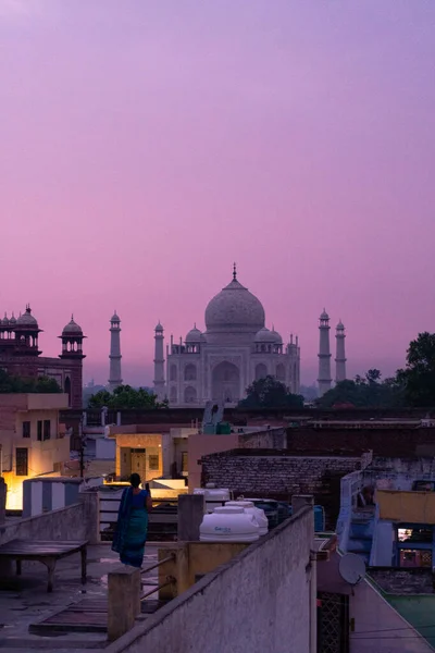 View Taj Mahal Agra Rajasthan Night — Foto de Stock