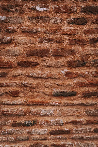 Red Dark Brick Wall Dirty Damaged Background Cracked Texture —  Fotos de Stock