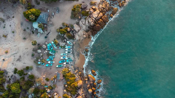Vista Aérea Playa Con Palmeras Rocas Sri Lanka Arugam Bay — Foto de Stock