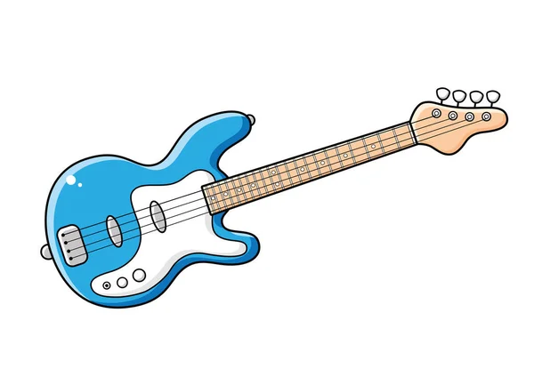 Azul Guitarra Baixo Elétrico Isolado —  Vetores de Stock