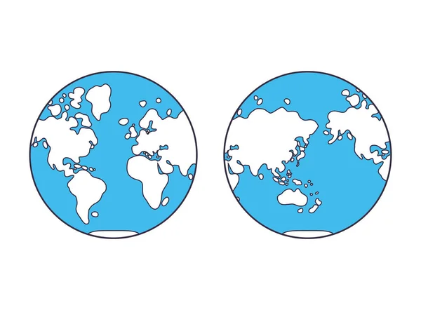 Dünya haritası, batı ve doğu dünya yarım küre.