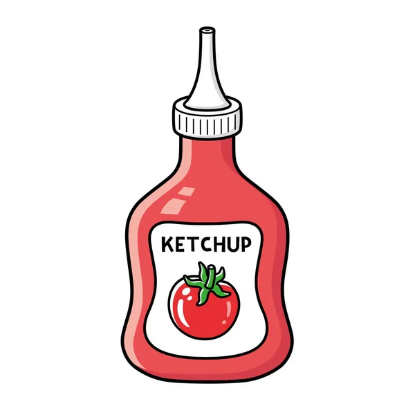 Czerwony Pomidor Butelka Ketchup Izolowane — Wektor stockowy