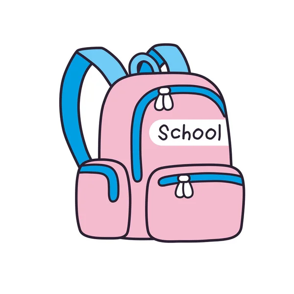 Pink Tas Sekolah Terisolasi Ikon Vektor Kartun - Stok Vektor