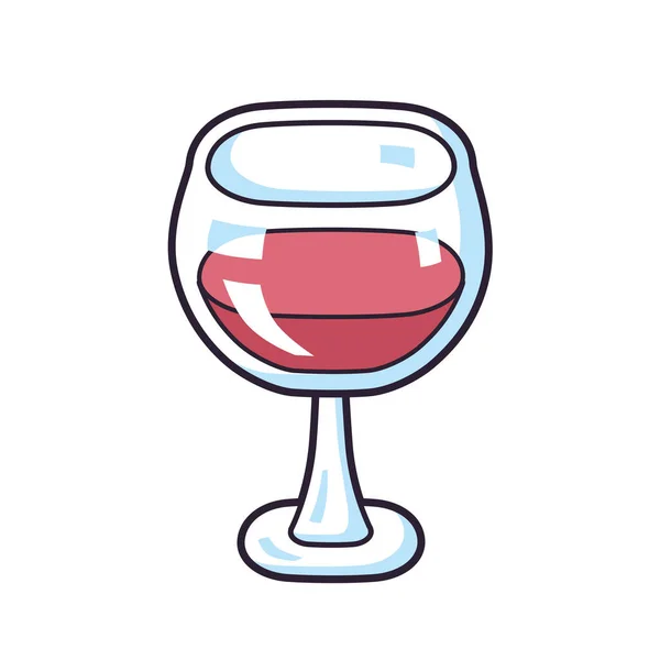 Verre Vin Rouge Isolé Icône Vecteur Dessin Animé — Image vectorielle