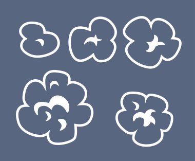 Patlamış mısır ayarlayın. Siyah ve beyaz simgeler.