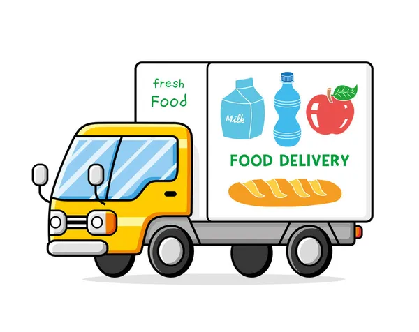 Caminhão Entrega Alimentos Isolado — Vetor de Stock