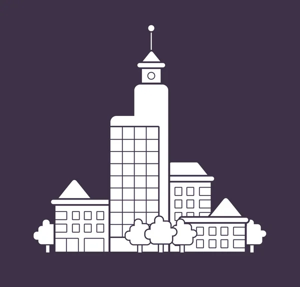 Ikone Der Städtischen Gebäude Condominium Tower Apartmentkomplex Gruppe — Stockvektor