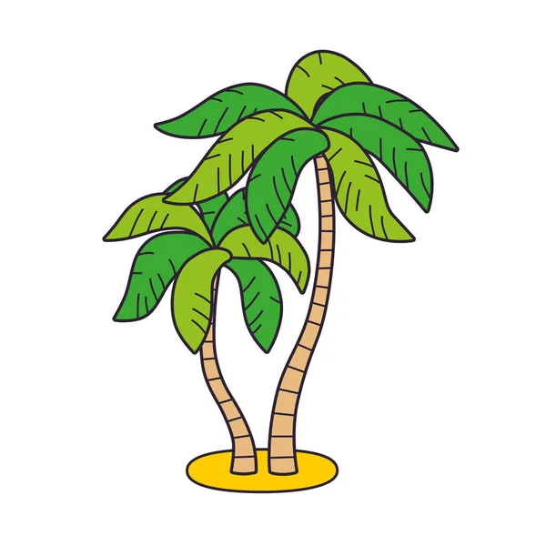 Dwie Palmy Odizolowane Tropikalne Morze Plaża Letni Ośrodek Wypoczynkowy Ikona — Wektor stockowy