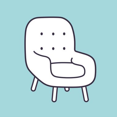 Koltuk koltuğu çizgi film vektör çizgisi simgesi.