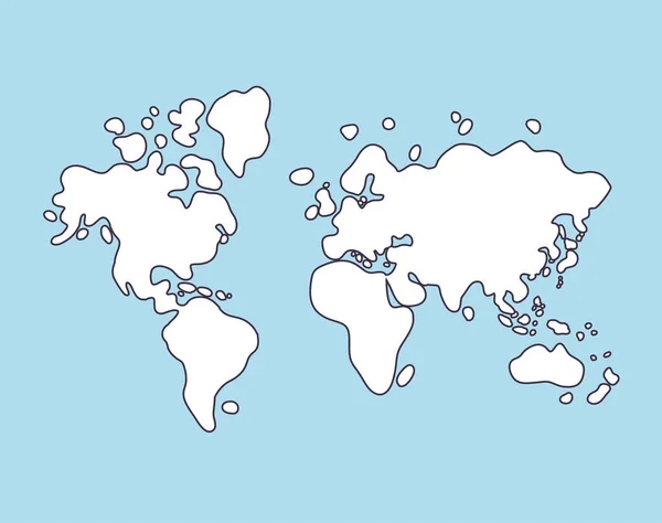 Карта Світу Проста Ілюстрація Мультфільму Каракулі Лінії — стоковий вектор