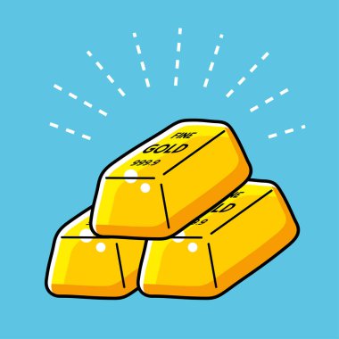 Parlak altın çubuklar vektör simgesini yığın.