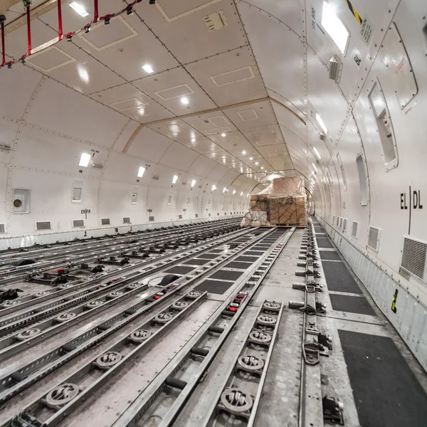 Inside air cargo freighter — Stock Photo, Image