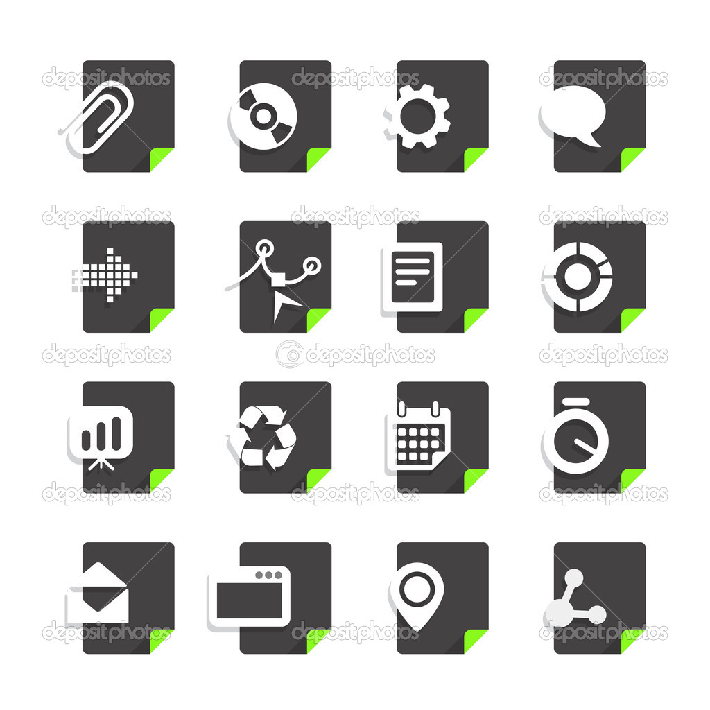 conjunto de iconos de tipos de archivos diferentes aislado