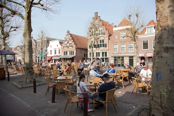 Terraza en el centro de Oudewater — Foto de Stock