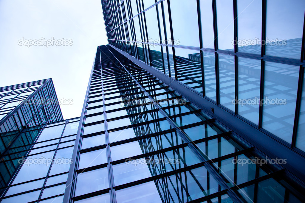 modern blue building of glass and steel