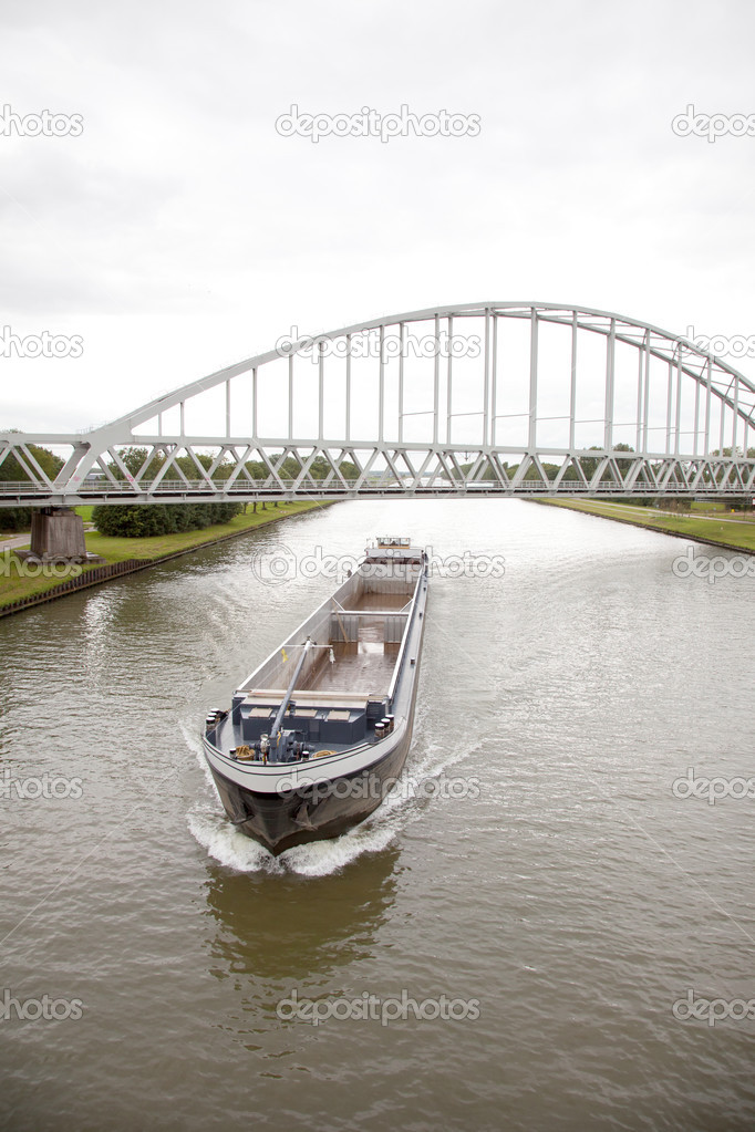 empty ship in canal in holland