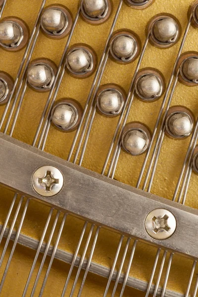 Snares of a piano in closeup — Stock Photo, Image
