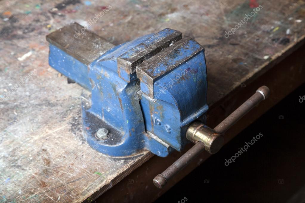 Old Blue Bench Vice Stock Photo C Ahavelaar 43061607
