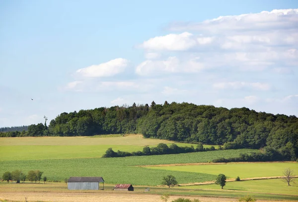 Barns Green Summer Landscape Belgian Ardennes Province Namur Blue Summer — Stock Photo, Image