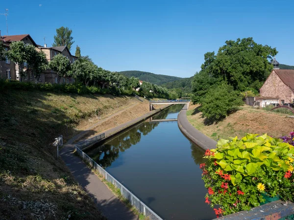 Marne Rhine Canal French Town Saverne Blue Summer Sky French — Foto de Stock
