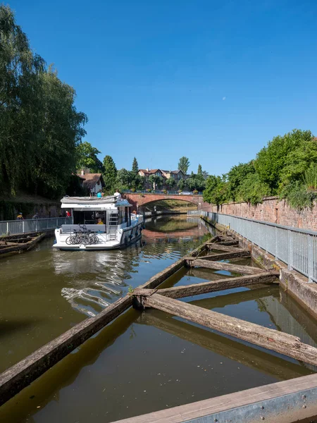 Boat Canal Marne Rhine French City Saverne Blue Summer Sky — Stockfoto