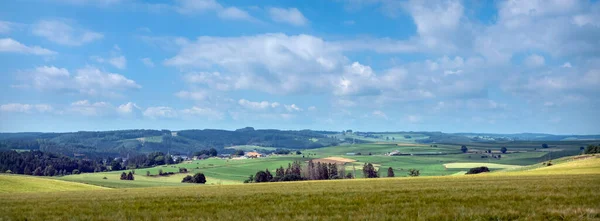Village Longvilly Colorful Fields Surrounding Landscape Belgian Province Luxemburg Cloudy — 스톡 사진